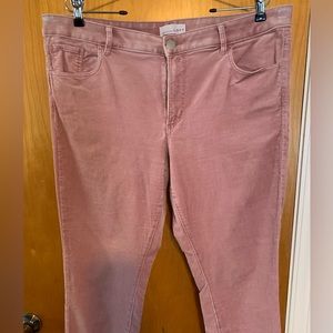 LOFT Pink Corduroy Curvy Skinny 14 Pants